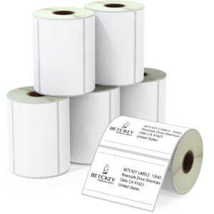 BETCKEY - 4" x 2.5" (102 mm x 64 mm) Shipping & Multipurpose Labels Compatible with Zebra & Rollo Label Printer,Premium Adhesive & Perforated [6 Rolls, 3720 Labels]