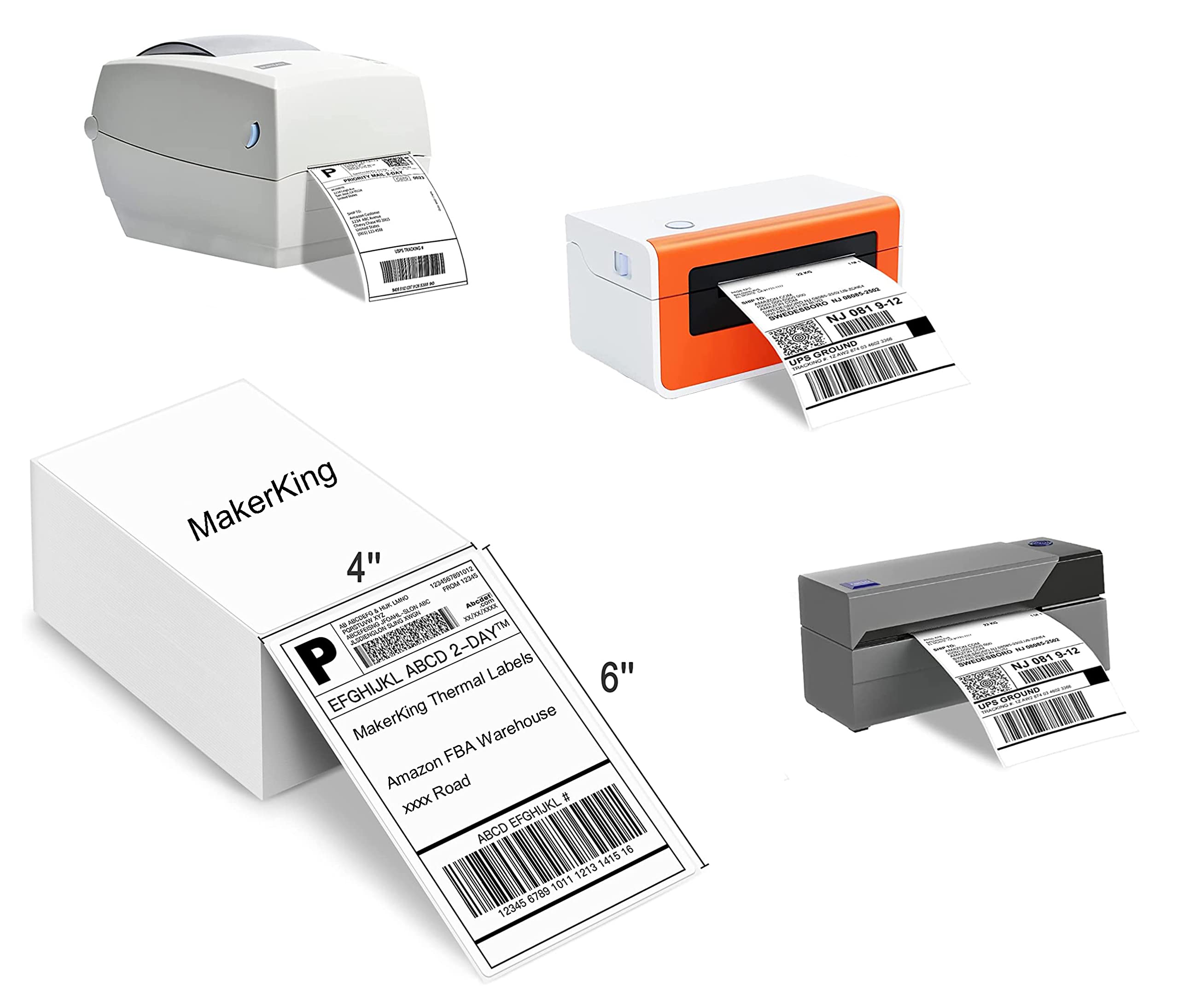 4x6 Thermal Labels, MakerKing Permanent Adhesive Postage Labels, Direct Thermal Shipping Label (2000 4x6 Fanfold Labels), Compatible with Rollo, MUNBYN, iDPRT, Polono, Zebra Thermal Label Printer