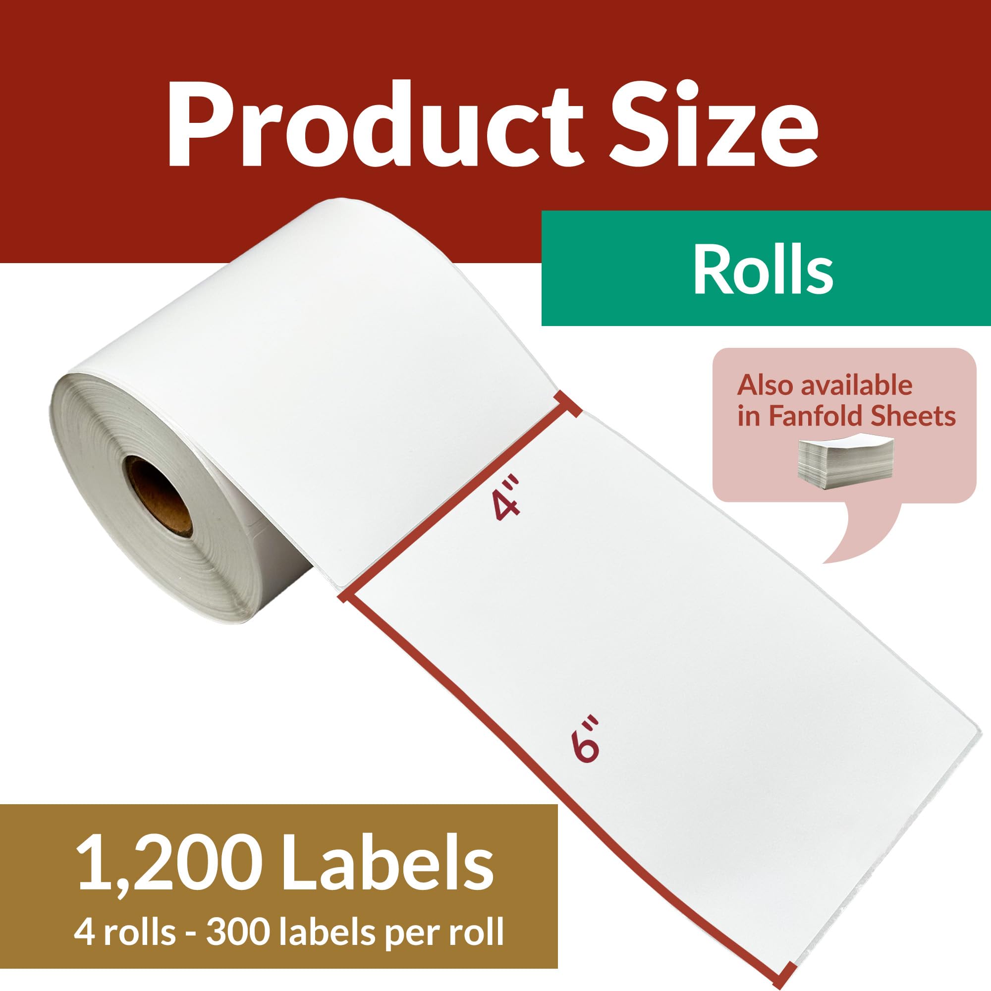 Reli. Thermal Shipping Labels (1200 Labels) 4x6 Thermal Labels Roll | Shipping Labels, Direct Thermal Printer Labels | White 4x6 Thermal Shipping Labels | Compatible w/Rollo Thermal Printer (4 Rolls)