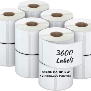 Labelebal 12 Rolls Compatible 2-5/16" x 4"(59 mm x 101 mm) Direct Thermal Labels Replacement for DYMO 30256 Postage Address Shipping Compatible for DYMO & Rollo & Zebra Printer (300 Labels/Roll)