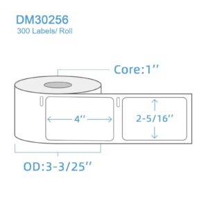 Labelebal 12 Rolls Compatible 2-5/16" x 4"(59 mm x 101 mm) Direct Thermal Labels Replacement for DYMO 30256 Postage Address Shipping Compatible for DYMO & Rollo & Zebra Printer (300 Labels/Roll)