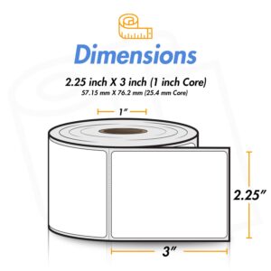 (10 Rolls, 5000 Labels) 2.25" x 3" Direct Thermal Blank Shipping Labels for Rollo Label Printer & Zebra Desktop Printers - 1" Core, Postage UPC Barcodes Address Labels - Adhesive Perforated