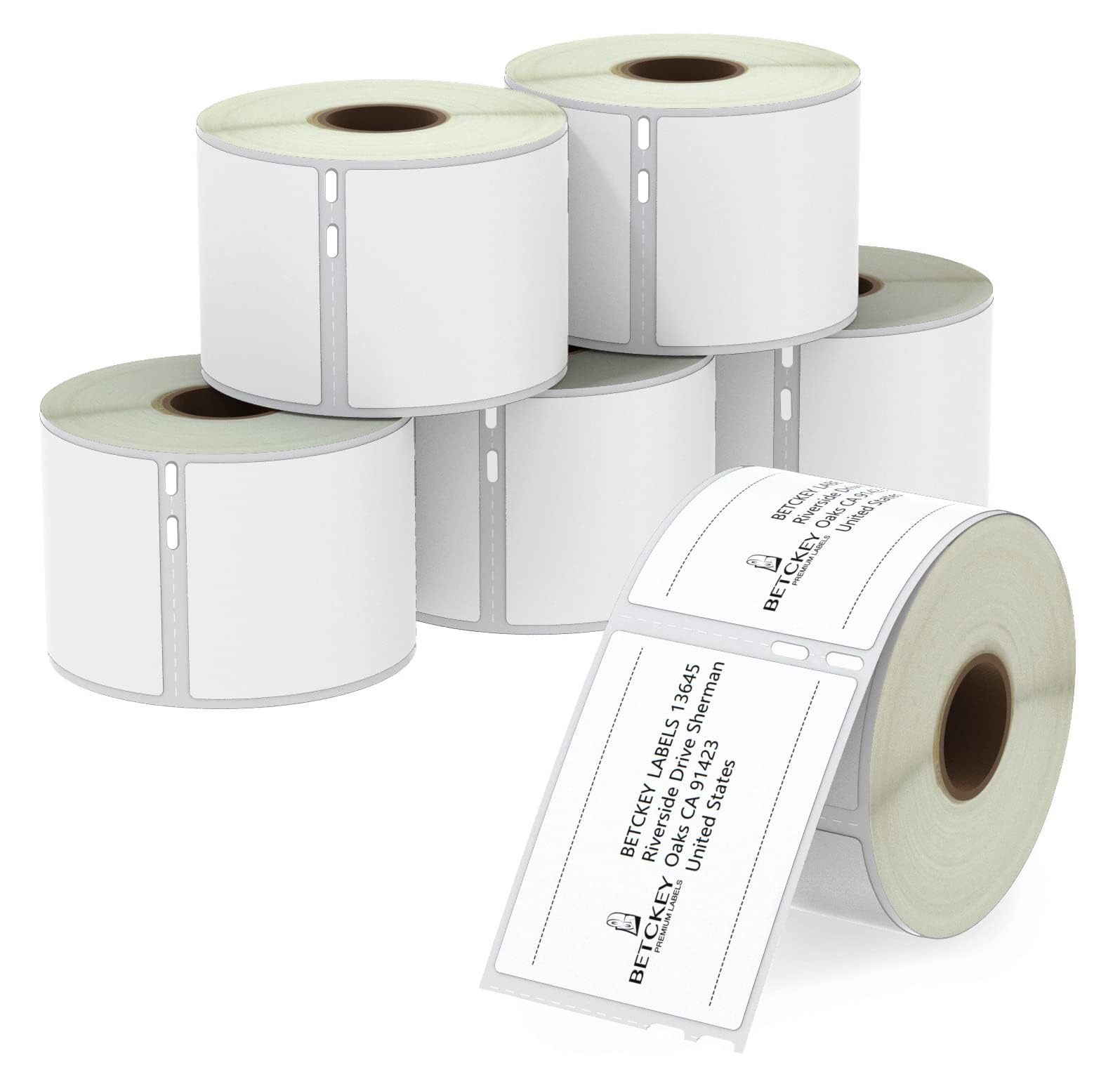 BETCKEY - Compatible DYMO 30324 (2-1/8" x 2-3/4") Multipurpose Labels, Strong Adhesive & Perforated, Compatible with DYMO Labelwriter 450, 4XL, Rollo & Zebra Desktop Printers [6 Rolls/2400 Labels]