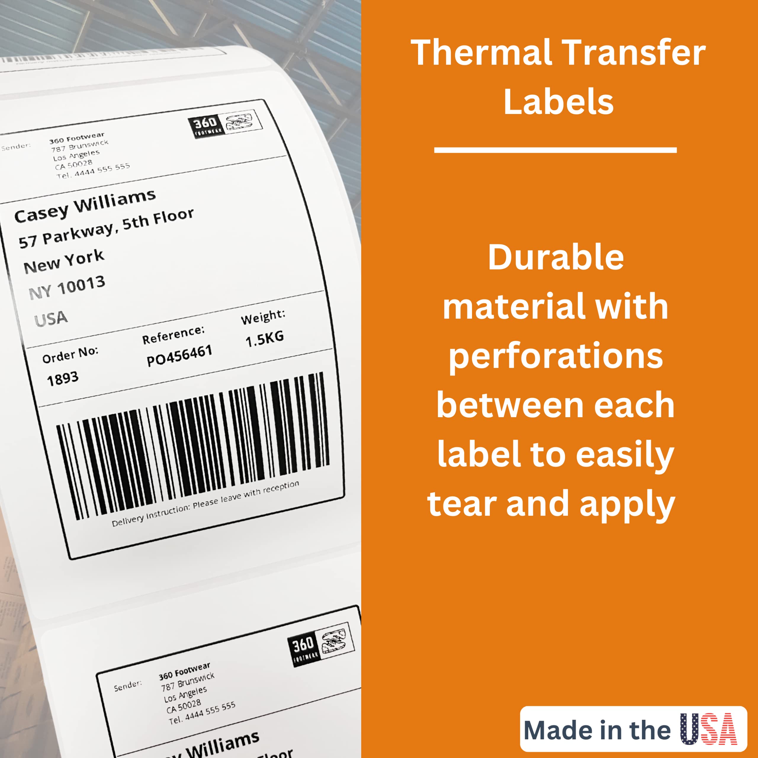 ATL Direct - Thermal Transfer Shipping Labels 4x6 1,000, 4x6 Thermal Labels, Thermal Printer Labels 4x6, Label Printer Paper, Shipping Label Paper, Rollo Labels, Thermal Labels 4x6 roll, zebra labels