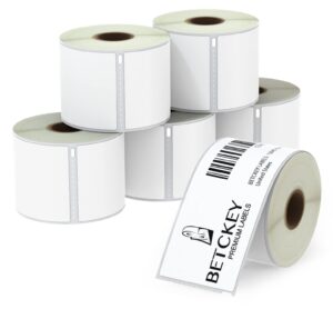 betckey - compatible dymo 99019 (2-5/16" x 7-1/2") large lever arch file labels, compatible with dymo labelwriter 450, 4xl, rollo & zebra desktop printers [6 rolls/900 labels]