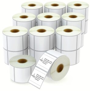 betckey - 2" x 2" (51 mm x 51 mm) square labels compatible with zebra & rollo label printer,premium adhesive & perforated [20 rolls, 15000 labels]