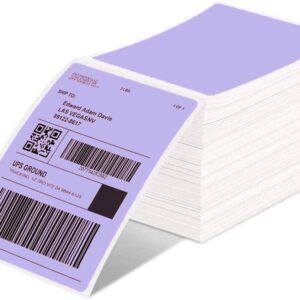 Phomemo 4x6 Thermal Labels for Shipping Label Printer - 500PCS Purple Mailing Labels - 4x6 Direct Thermal Labels Fanfold Compatible with Rollo,MUNBYN,iDPRT,JADENS,POLONO - Water/Oilproof - NO BPA/BPS