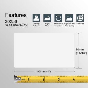BETCKEY - Compatible DYMO 30256 (2-5/16" x 4") Shipping Labels, Strong Permanent Adhesive & Perforated, Compatible with DYMO Labelwriter 450, 4XL, Rollo & Zebra Desktop Printers [6 Rolls/1800 Labels]