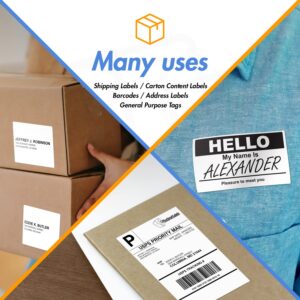 2.25" x 1" Direct Thermal Label - Compatible with Rollo Label Printer & Zebra Desktop Printers – 1” Core, Multipurpose Shipping Address SKU Labels, Adhesive & Perforated - 4 Rolls, 1500/Roll