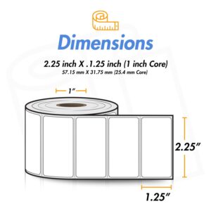 2.25" x 1" Direct Thermal Label - Compatible with Rollo Label Printer & Zebra Desktop Printers – 1” Core, Multipurpose Shipping Address SKU Labels, Adhesive & Perforated - 4 Rolls, 1500/Roll