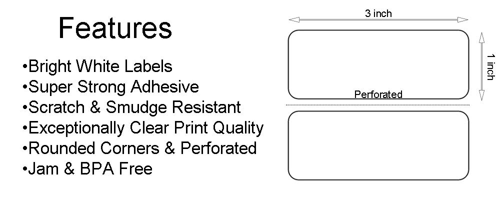 Nextphase Packaging Direct Thermal Labels - 3" x 1" - Perforated UPC Barcode FBA Address Labels with Premium Adhesive, Compatible with Zebra & Rollo Label Printers - 1 ROLL