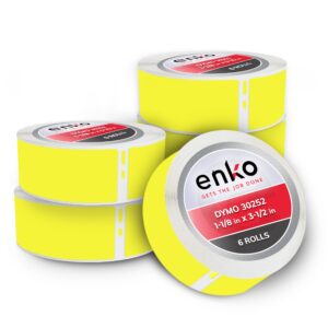 enKo [6 Rolls, 2100 Labels] Address, Shipping & Barcode Labels 30252 - Yellow (1-1/8" x 3-1/2") Compatible for Dymo LabelWriter & Rollo Printer