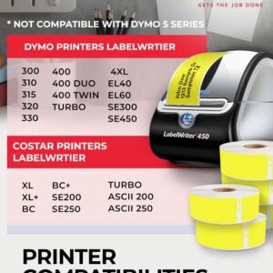 enKo [6 Rolls, 2100 Labels] Address, Shipping & Barcode Labels 30252 - Yellow (1-1/8" x 3-1/2") Compatible for Dymo LabelWriter & Rollo Printer