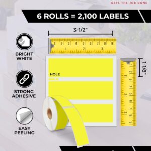 enKo [6 Rolls, 2100 Labels] Address, Shipping & Barcode Labels 30252 - Yellow (1-1/8" x 3-1/2") Compatible for Dymo LabelWriter & Rollo Printer