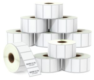 betckey - 1.5" x 0.85" (38 mm x 22 mm) all purpose labels compatible with zebra & rollo label printer,premium adhesive & perforated [10 rolls, 15000 labels]