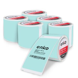 enKo [6 Rolls, 1800 Direct Thermal Labels] Blue Turquoise Compatible Colored for Dymo Labels 30256 - Stickers Label (2-5/16 x 4") Use with Dymo, Rollo Thermal Printer as Shipping & Mailing Labels