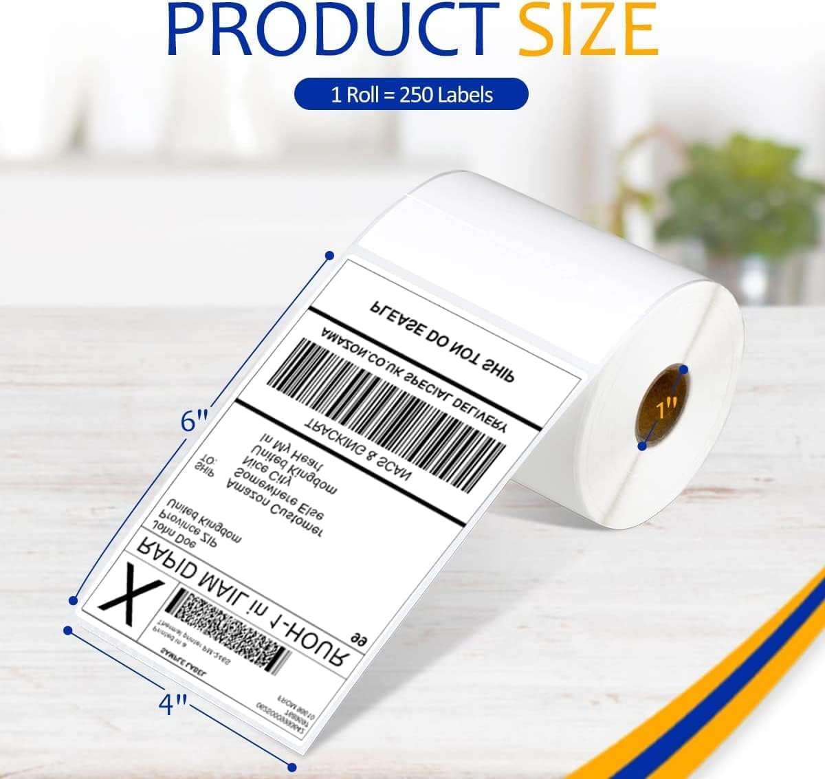 Itari 4x6 Thermal Labels - Shipping Labels, Label Stickers Thermal Paper with Perforated for Thermal Printer, Compatible with Etsy, Shopify, Ebay, Amazon, FedEx, 250 PCS/Roll, White