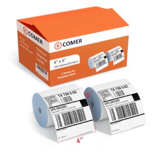 k comer 4x6 thermal shipping labels (2 rolls, 700 printer labels) stickers printable,waterproof,self adhesive,mailing address labels for packages compatible with k comer munbyn, rollo, zebra