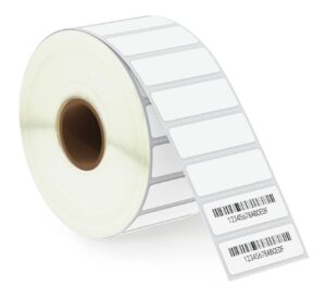 betckey - 1.5" x 0.5" (38 mm x 13 mm) file folder & address labels compatible with zebra & rollo label printer,premium adhesive & perforated [1 rolls, 2350 labels]