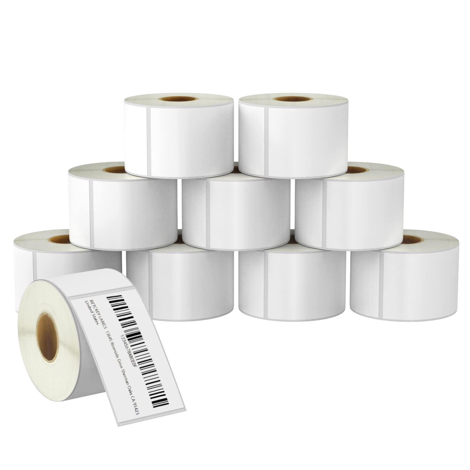 BETCKEY - 2.25" x 4" (57 mm x 102 mm) Multipurpose & Shipping Labels Compatible with Zebra & Rollo Label Printer,Premium Adhesive & Perforated [10 Rolls, 3500 Labels]