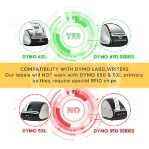 HOUSELABELS Compatible DYMO 30256 RED Shipping Labels (2-5/16" x 4"), Strong Permanent Adhesive, Compatible with DYMO LW 450, 4XL, Rollo & Zebra Desktop Printers, 6 Rolls /1800 Labels