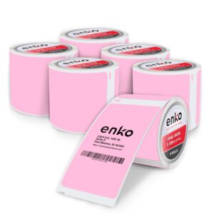 enKo [6 Rolls, 1800 Direct Thermal Labels] Pink Compatible for Colored Dymo Labels 30256 - Stickers Label (2-5/16 x 4") Use with Dymo, Rollo Thermal Printer as Shipping & Mailing Labels