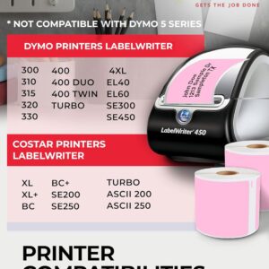 enKo [6 Rolls, 1800 Direct Thermal Labels] Pink Compatible for Colored Dymo Labels 30256 - Stickers Label (2-5/16 x 4") Use with Dymo, Rollo Thermal Printer as Shipping & Mailing Labels