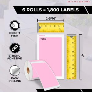 enKo [6 Rolls, 1800 Direct Thermal Labels] Pink Compatible for Colored Dymo Labels 30256 - Stickers Label (2-5/16 x 4") Use with Dymo, Rollo Thermal Printer as Shipping & Mailing Labels