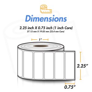 (10 Rolls, 17000 Labels) 2.25" x 0.75" Direct Thermal Blank Shipping Labels for Rollo Label Printer & Zebra Desktop Printers - 1" Core, Multipurpose UPC Barcode Address - Adhesive Perforated
