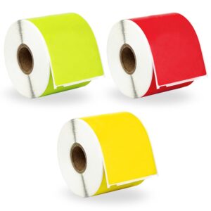 houselabels compatible dymo 30256 red, yellow, green shipping labels (2-5/16" x 4"), strong permanent adhesive, compatible with dymo lw 450, 4xl, rollo & zebra desktop printers, 3 rolls /900 labels