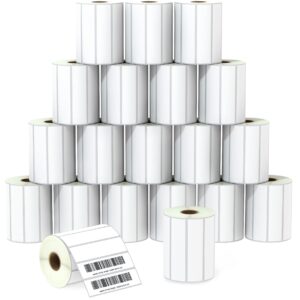 BETCKEY - 4" x 1" (102 mm x 25 mm) Multipurpose Labels Compatible with Zebra & Rollo Label Printer,Premium Adhesive & Perforated [20 Rolls, 27500 Labels]