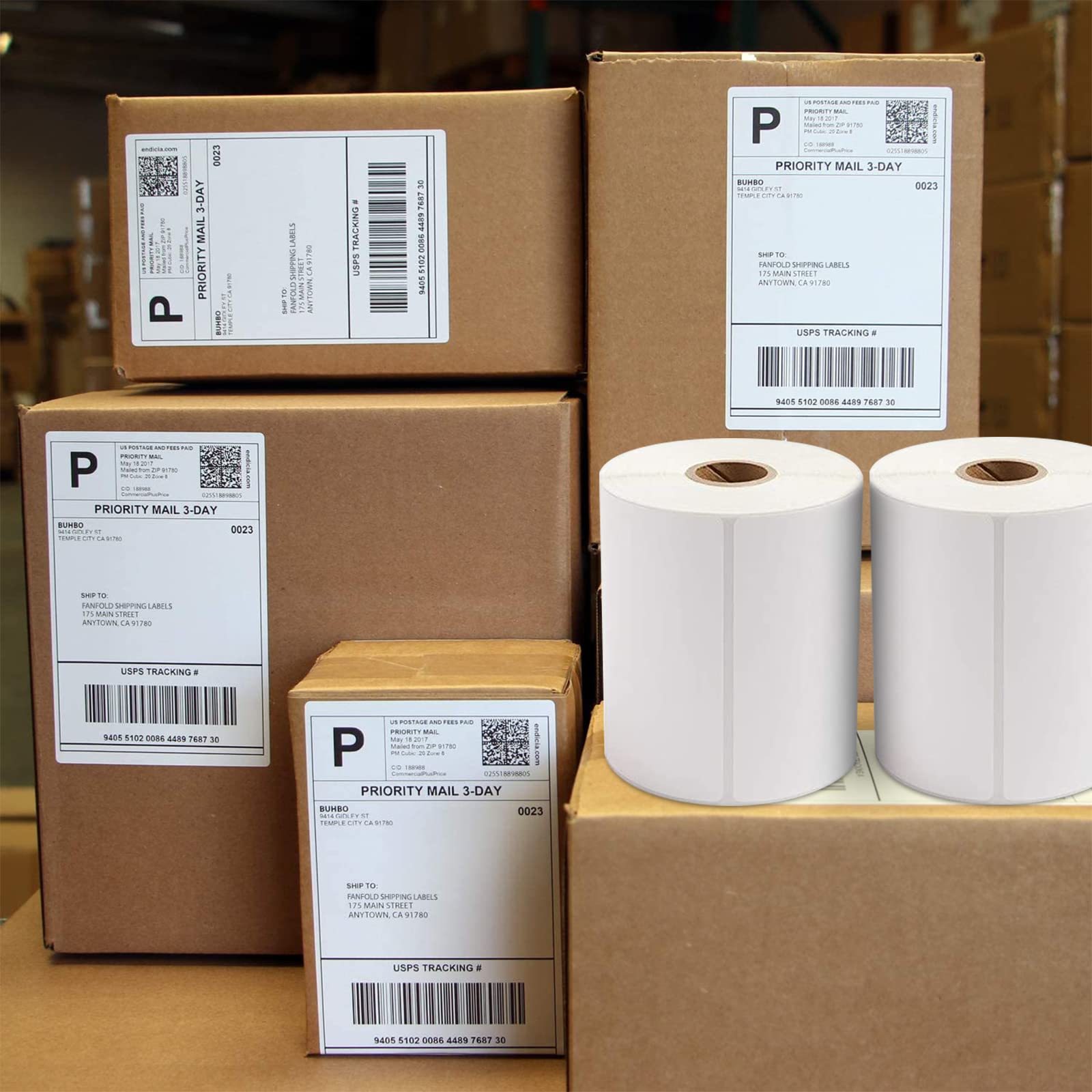 Immuson 4 x 6 Thermal Shipping Labels Roll, 6 Rolls, Compatible with Zebra, Rollo, Munbyn, Phomemo Thermal Printers, Permanent Adhesive, White Mailing Labels, 250 Labels per Roll, 1500 Labels
