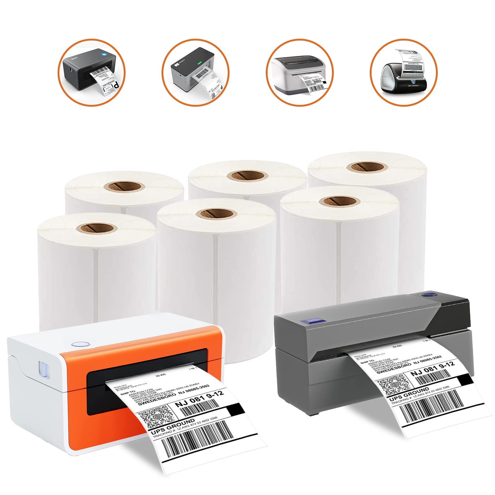 Immuson 4 x 6 Thermal Shipping Labels Roll, 6 Rolls, Compatible with Zebra, Rollo, Munbyn, Phomemo Thermal Printers, Permanent Adhesive, White Mailing Labels, 250 Labels per Roll, 1500 Labels