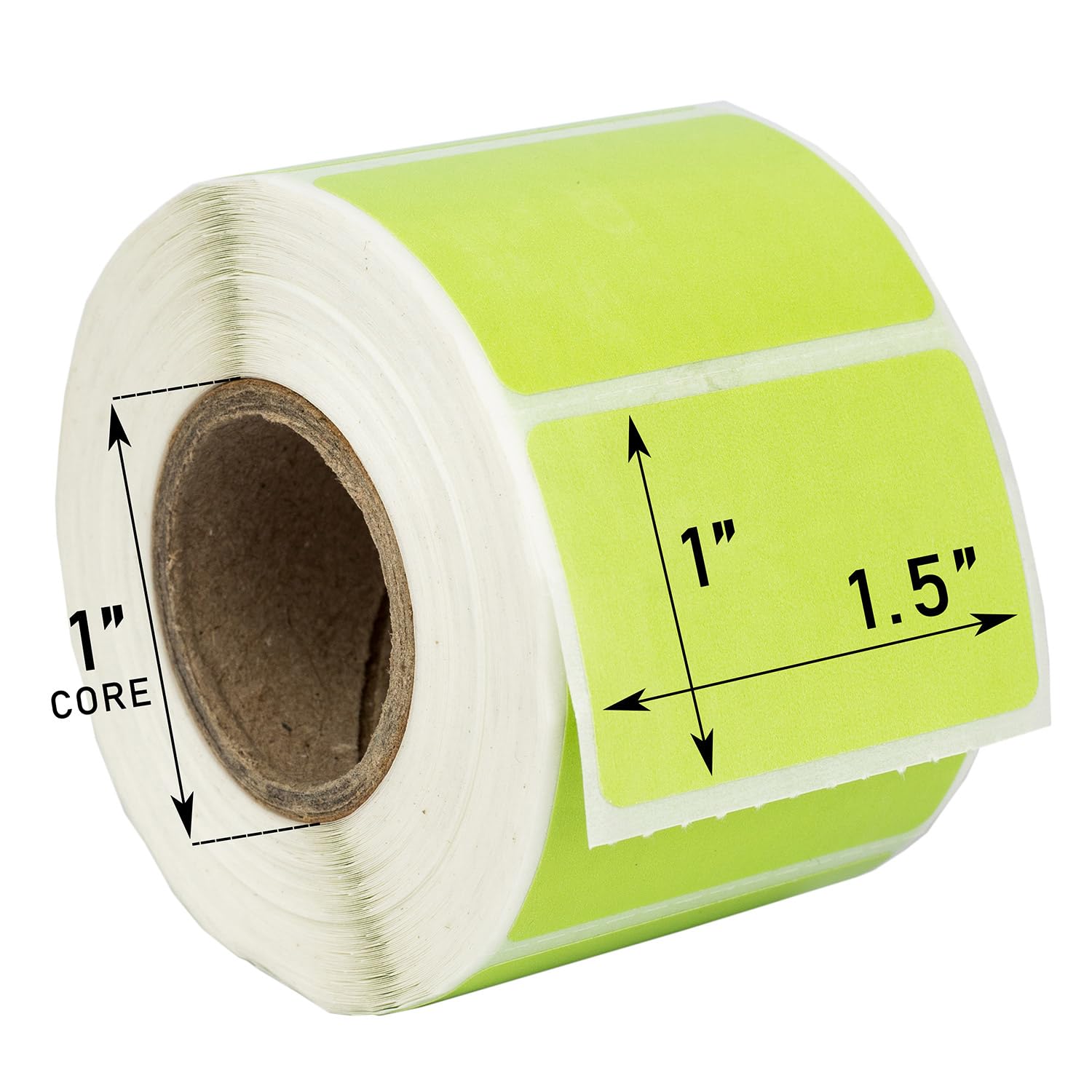 HOUSELABELS 1.5" x 1" Green Multipurpose Labels on 1" Core Compatible with Zebra and Rollo Printers, 1 Roll / 520 Labels per Roll