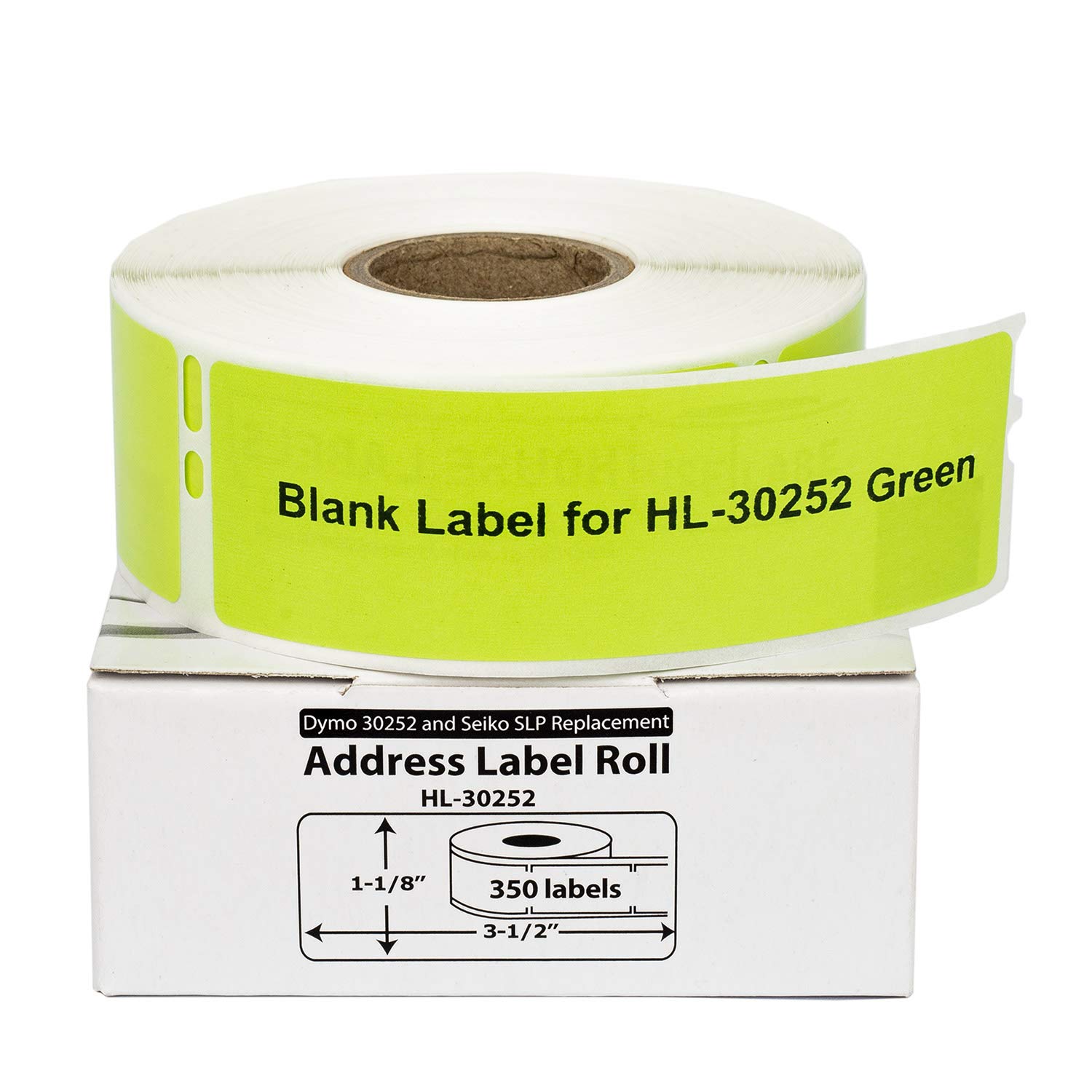 HOUSELABELS Compatible DYMO 30252 Green Address Labels (1-1/8" x 3-1/2"), Strong Permanent Adhesive, Compatible with DYMO LW 450, 4XL, Rollo & Zebra Desktop Printers, 6 Rolls /2100 Labels