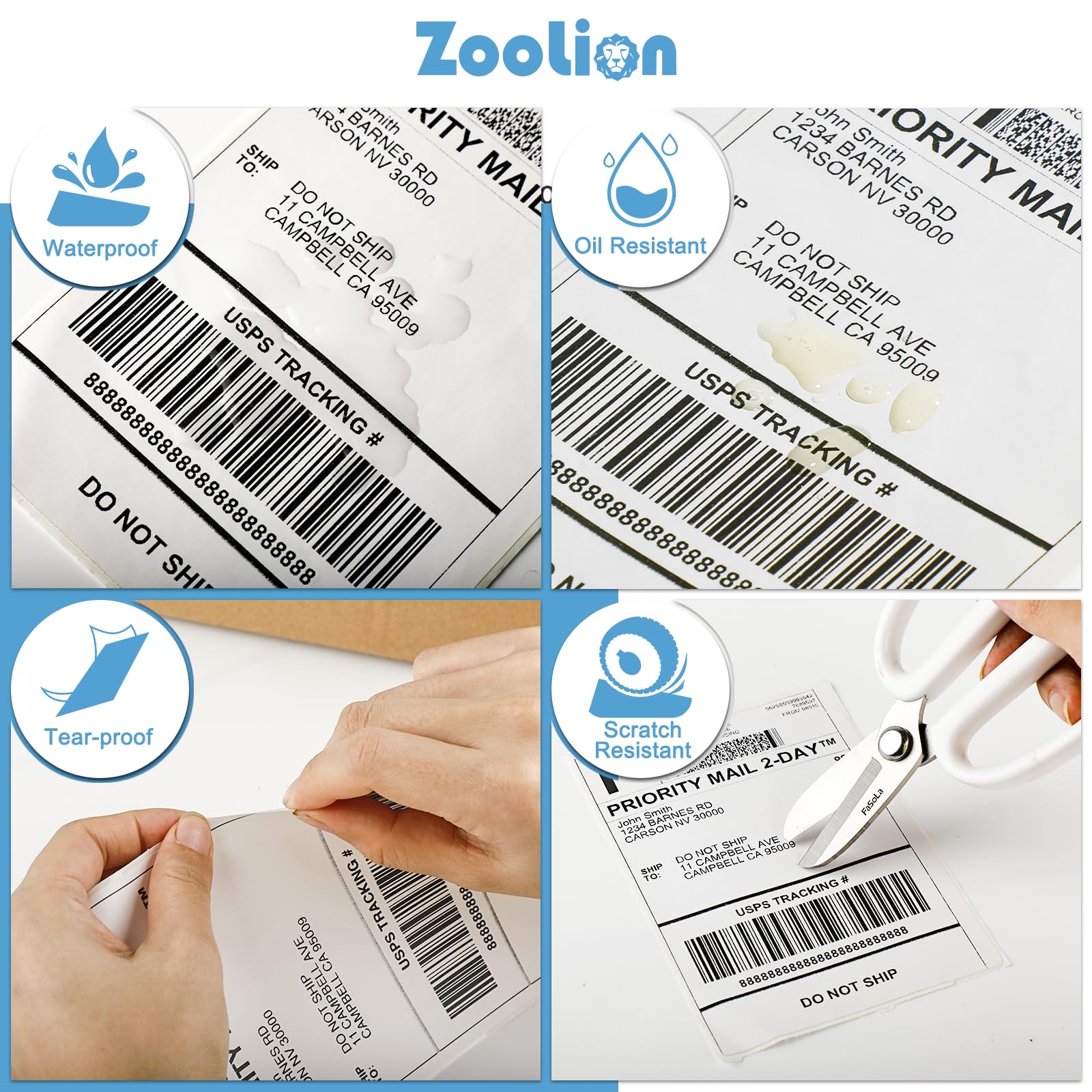 Thermal Labels 4" x 6", 2.42 lb, 1 Ream, 500 Sheets, White, D520BT Paper Compatible with Zoolion DYMO MUNBYN Omezizy Rollo JADENS Phomemo and Other 4x6 Shipping Label Printers.