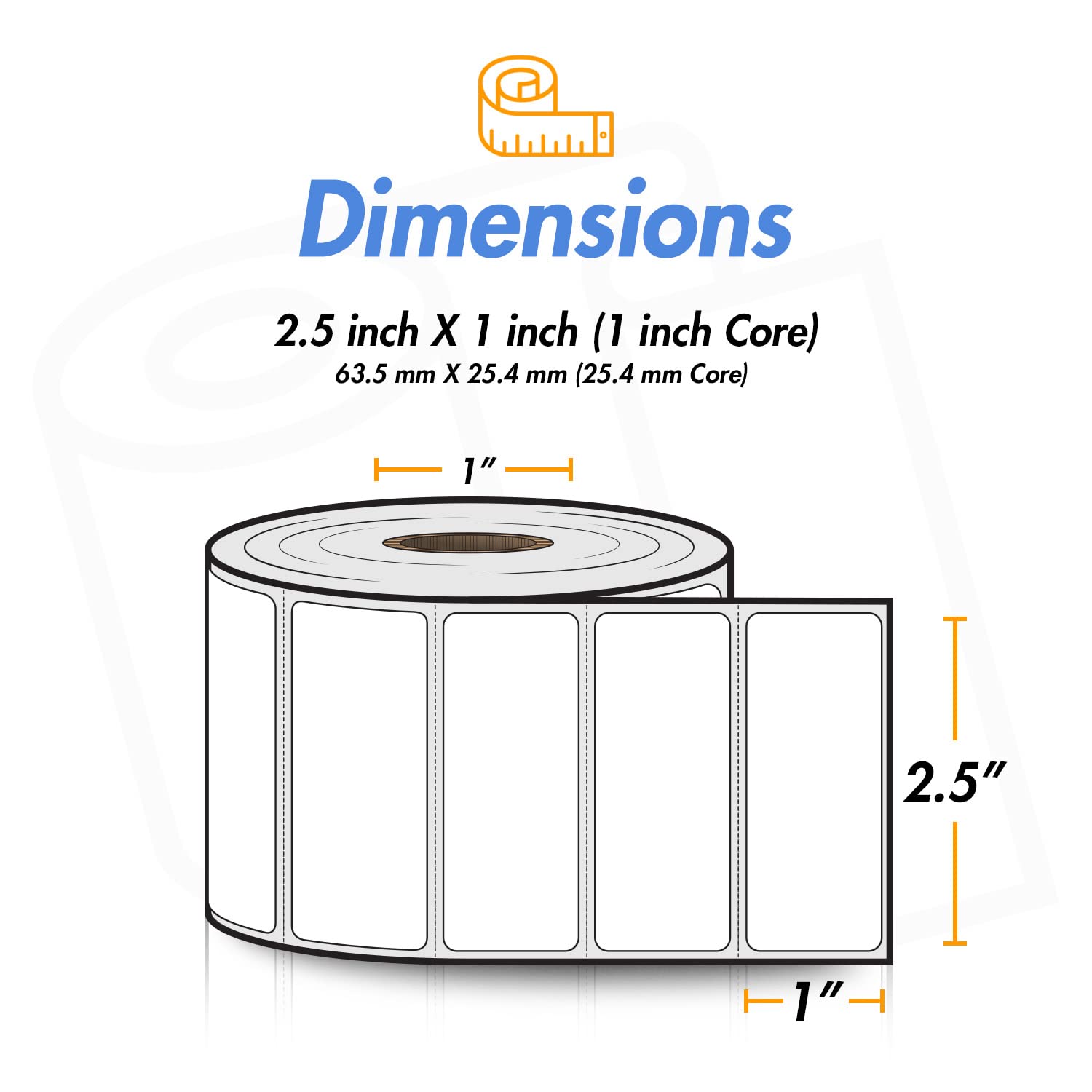 2.5" x 1" Direct Thermal Label - Compatible with Rollo Label Printer & Zebra Desktop Printers – 1” Core, Multipurpose UPC Barcode Shipping Label, Adhesive & Perforated - 20 Rolls, 1380/Roll