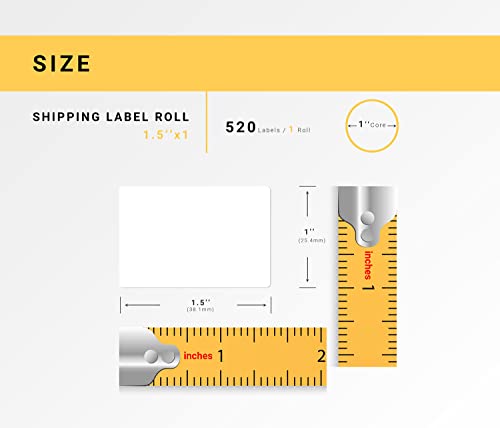 HOUSELABELS 1.5" x 1" Multipurpose Labels on 1" Core Compatible with Zebra and Rollo Printers, 6 Rolls / 520 Labels per Roll