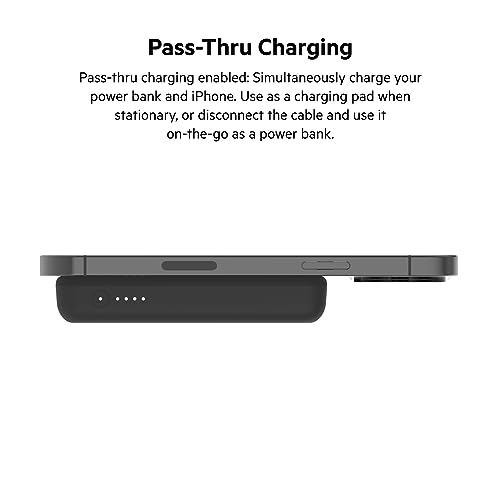 Belkin BoostCharge Wireless Power Bank 5K w/MagSafe Compatible 7.5W Charging, Built-in Pop-up Kickstand - Compatible w/iPhone 15, 15 Plus, 15 Pro, 15 Pro Max, iPhone 14, AirPods, and More - Black