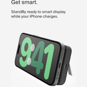 Belkin BoostCharge Wireless Power Bank 5K w/MagSafe Compatible 7.5W Charging, Built-in Pop-up Kickstand - Compatible w/iPhone 15, 15 Plus, 15 Pro, 15 Pro Max, iPhone 14, AirPods, and More - Black