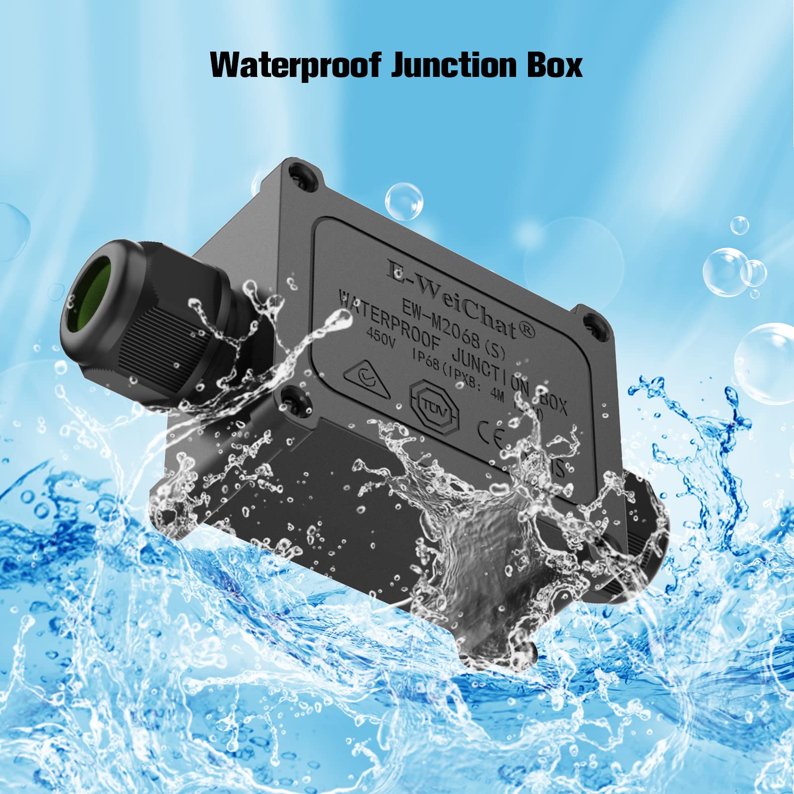 Junction Box Outdoor Waterproof Electrical Box, 2 Way Plug Line Plastic External Junction Box, M25 Waterproof Electrical Box, Electric Power Cord Boxes Suitable for Outdoor Lights, Landscape Lighting