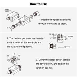 Junction Box Outdoor Waterproof Electrical Box, 2 Way Plug Line Plastic External Junction Box, M25 Waterproof Electrical Box, Electric Power Cord Boxes Suitable for Outdoor Lights, Landscape Lighting