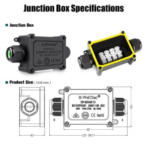 Junction Box Outdoor Waterproof Electrical Box, 2 Way Plug Line Plastic External Junction Box, M25 Waterproof Electrical Box, Electric Power Cord Boxes Suitable for Outdoor Lights, Landscape Lighting