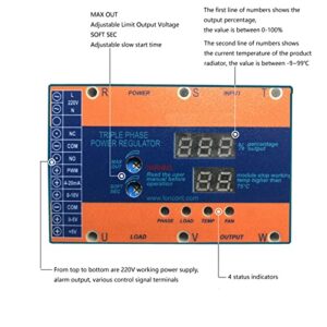 ILAME Three-Phase Power Regulator High-Power Load Voltage Regulation SCR Thyristor Power Controller (Color : with Heat Sink Fan, Size : 270A(66KW))