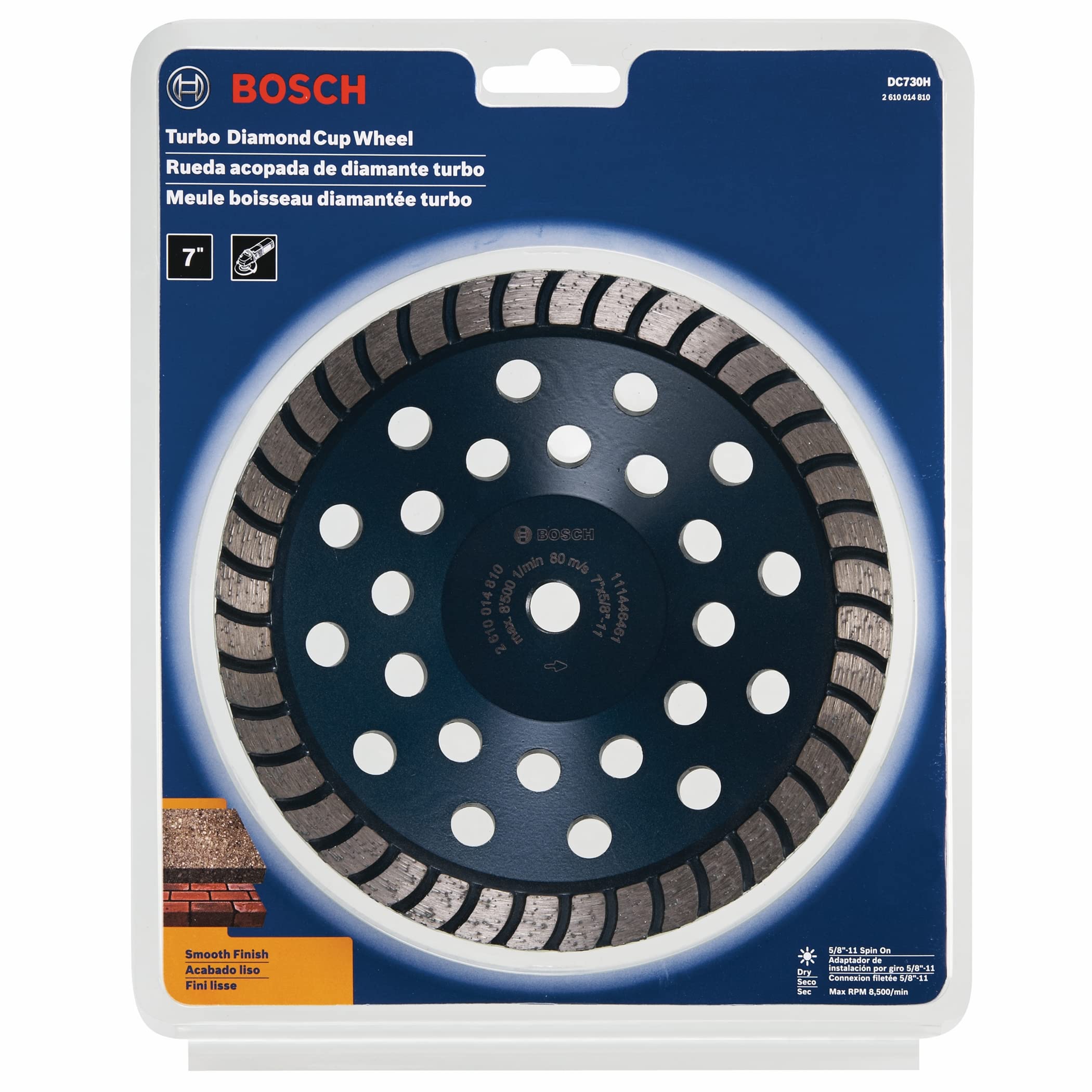 BOSCH DC730H 7 In. Turbo Row Diamond Cup Wheel with 5/8"-11 Hub