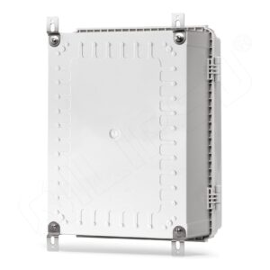 QILIPSU Hinged Cover Stainless Steel Latch 370x270x150mm Junction Box with Mounting Plate, ABS Plastic DIY Electrical Project Case IP67 Waterproof Dustproof Enclosure Grey (14.6"x10.6"x5.9")