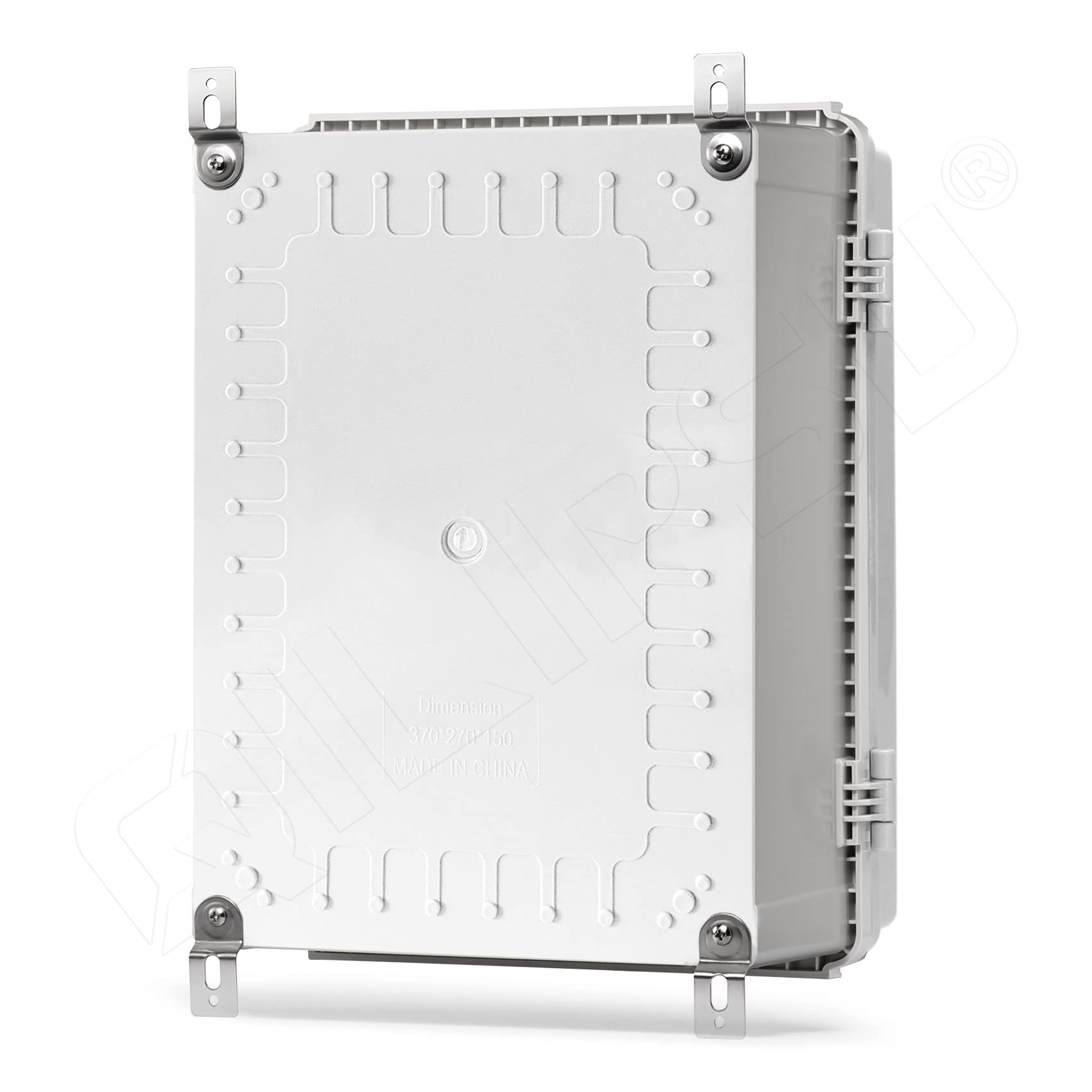 QILIPSU Hinged Cover Stainless Steel Latch 370x270x150mm Junction Box with Mounting Plate, ABS Plastic DIY Electrical Project Case IP67 Waterproof Dustproof Enclosure Grey (14.6"x10.6"x5.9")