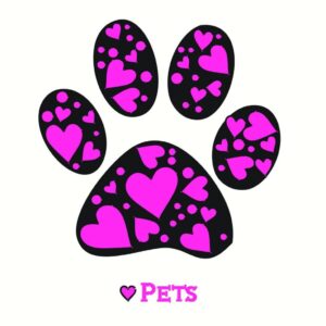 Design With Vinyl Pets Artwork Dog Hot Pink Paw Print Doggie Puppy Love Wall Decal for Children - Bark Man's Best Friend Themed Décor - Size: 14 in x 14 in