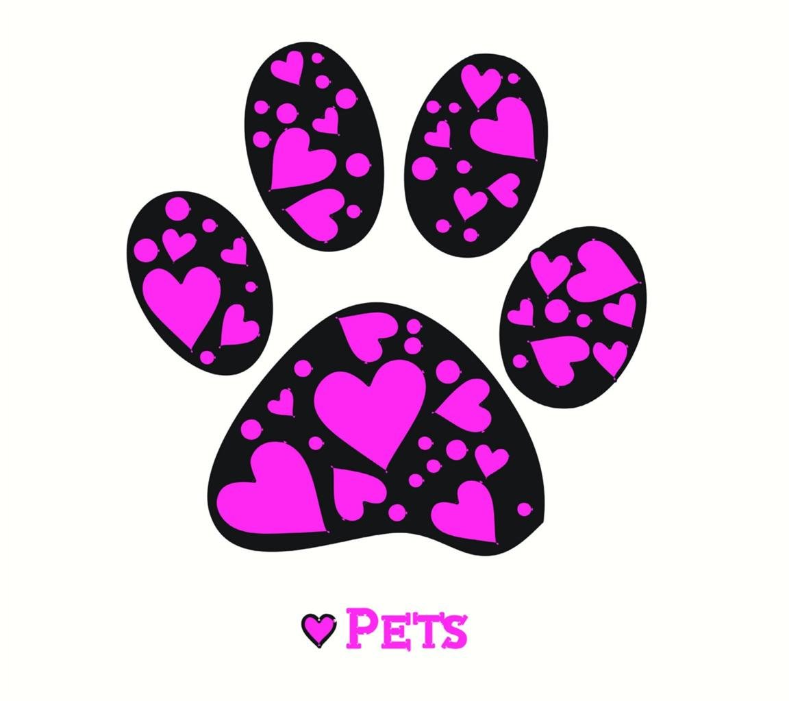 Design With Vinyl Pets Artwork Dog Hot Pink Paw Print Doggie Puppy Love Wall Decal for Children - Bark Man's Best Friend Themed Décor - Size: 14 in x 14 in