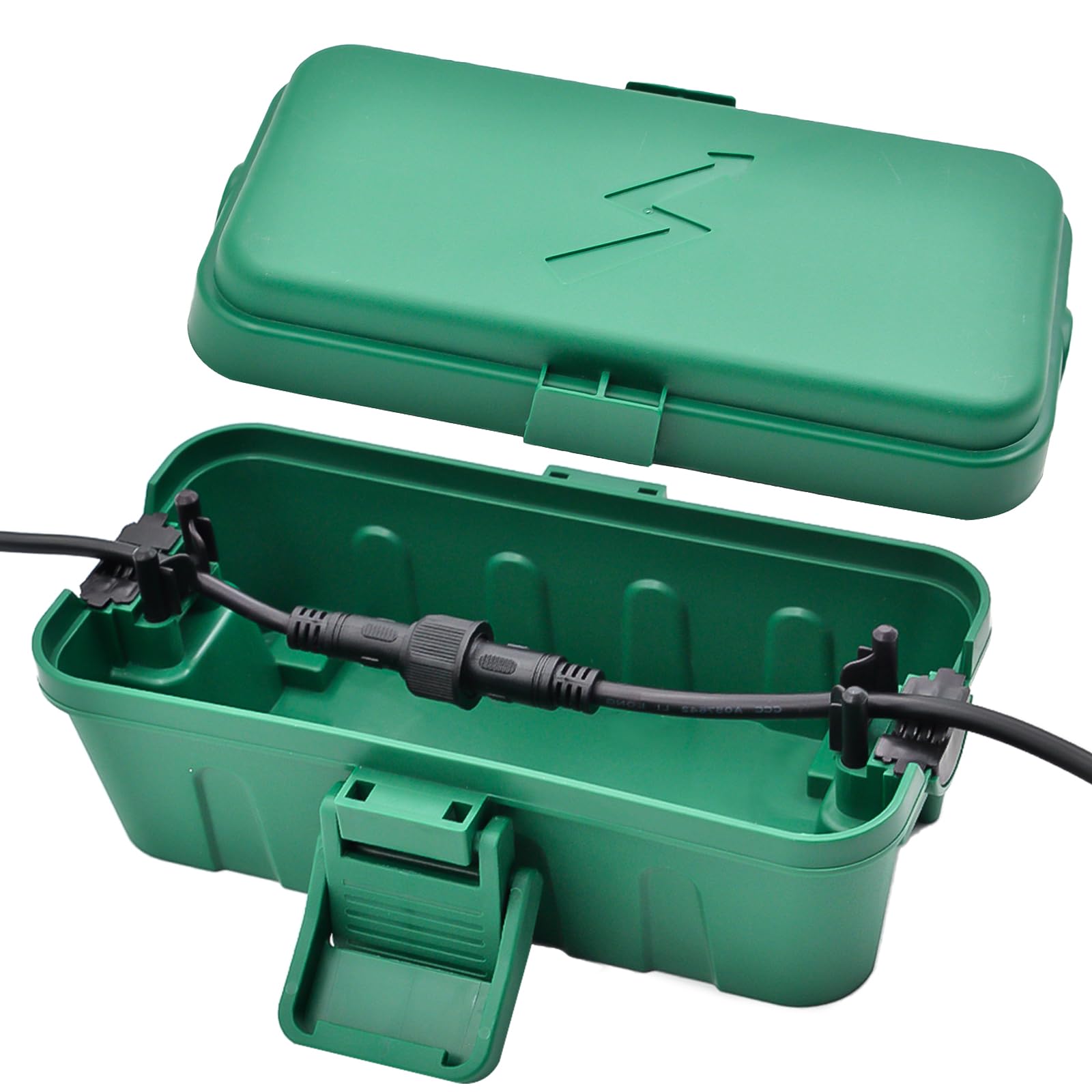 Hrensaw Small Weatherproof Electrical Connection Box, Outdoor Electrical Box,Waterproof Extension Cord Covers for Timers, Extension Cables, Holiday Lights,7.87 x 3.93 x 3.15inch,Green